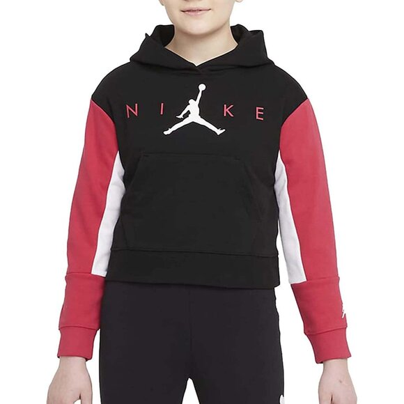 Sz Small Youth JORDAN Girls Pullover Hoodie Black Red 45A761-023 NWT - Picture 1 of 4